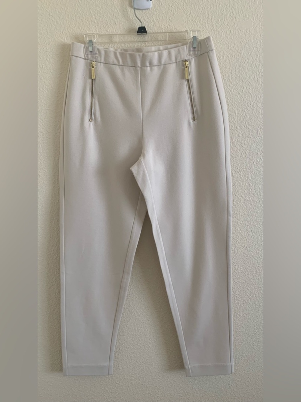 Michael Kors Cream Tailored Ankle Zip-Pocket Pants